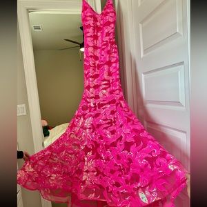 Pink sequin prom dress